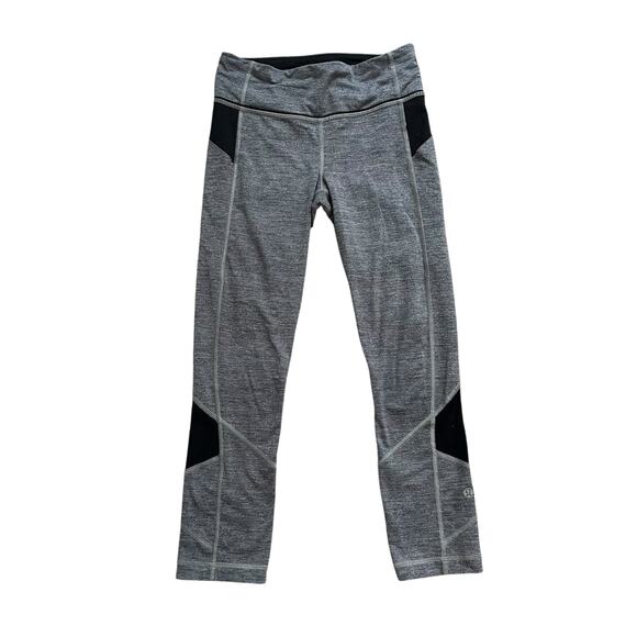 Lululemon gray & black mesh panel cropped leggings size 4 - Picture 1 of 10